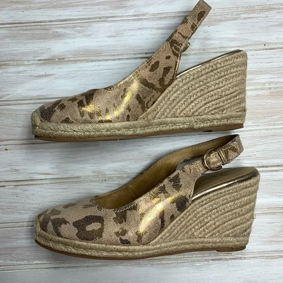 Naturalizer “Pearl” Leopard Print Slingback Espadrille Wedges Sz 8 - Picture 4 of 9
